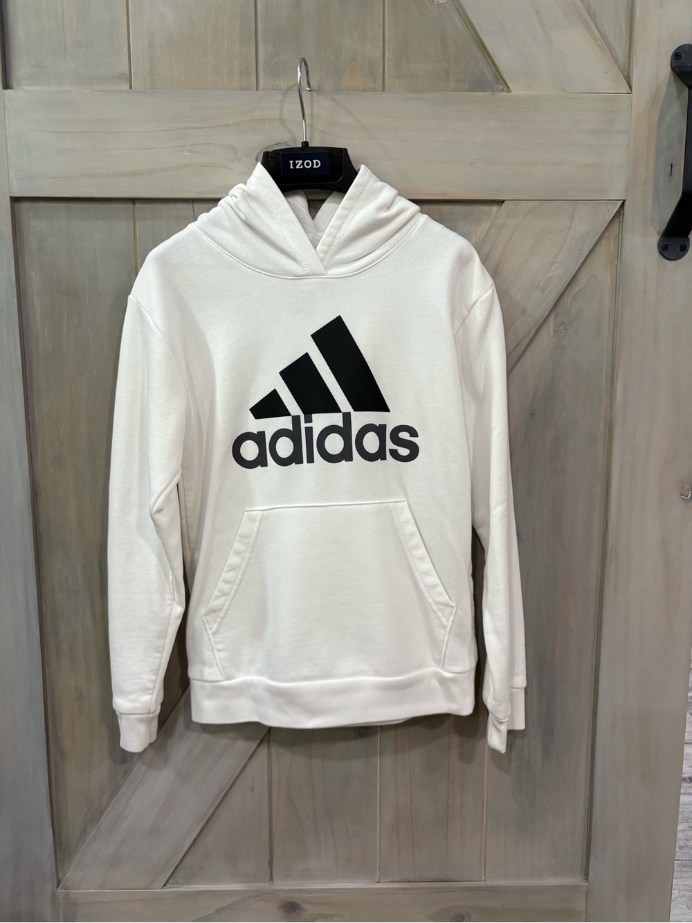 Adidas Kids White Hoodie with Black Logo
